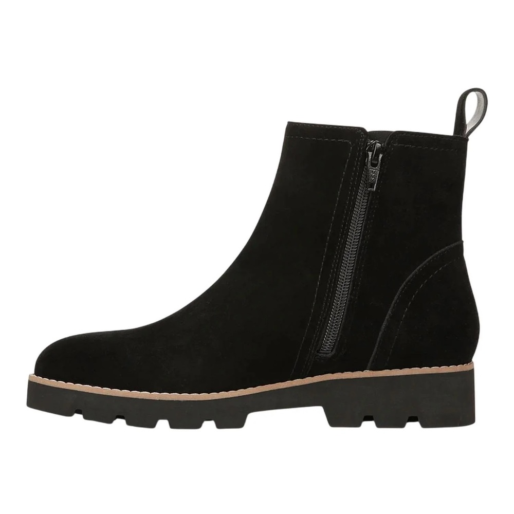 $175 VIONIC Black Suede BRIGHTON Water Repellent Zip Comfort Ankle Rain Boot 8 - Picture 2 of 10